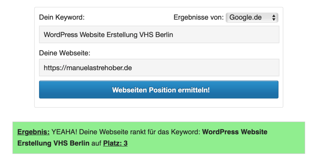 strehober webdesign blog seo selbststaendige google ranking check