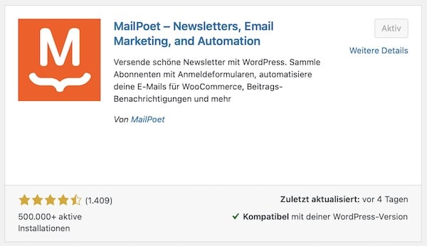 strehober webdesign newsletter in wordpress erstellen mailpoet plugin