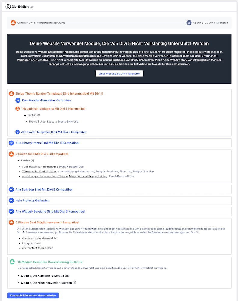 divi 4 auf divi 5 umsteigen - kompatibilitätsbericht