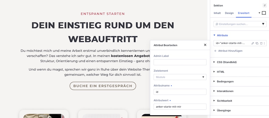 strehober webdesign ankerlinks setzen mit divi 2